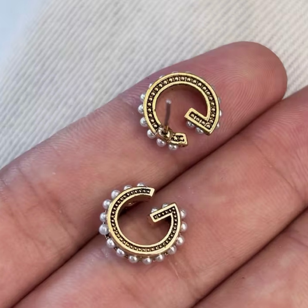 Double G Gold Pearl Earrings – Chic Everyday Luxury NWT - Fashion Jewelry - Picture 4 of 5